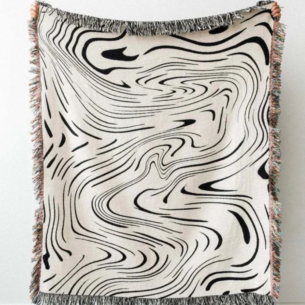 Marble Swirl Woven Cotton Throw Blanket