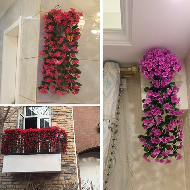 Purple Silk Hanging Flower Basket
