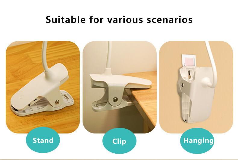 Rechargeable LED Clip Desk Lamp with Eye Protection