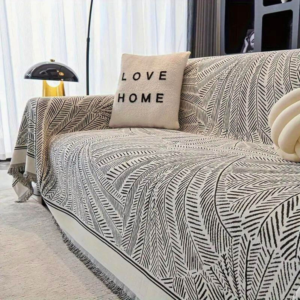 Leaf Pattern Chenille Sofa Cover