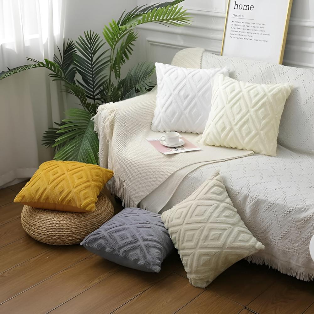 3D Diamond Pattern Cotton Linen Cushion Cover