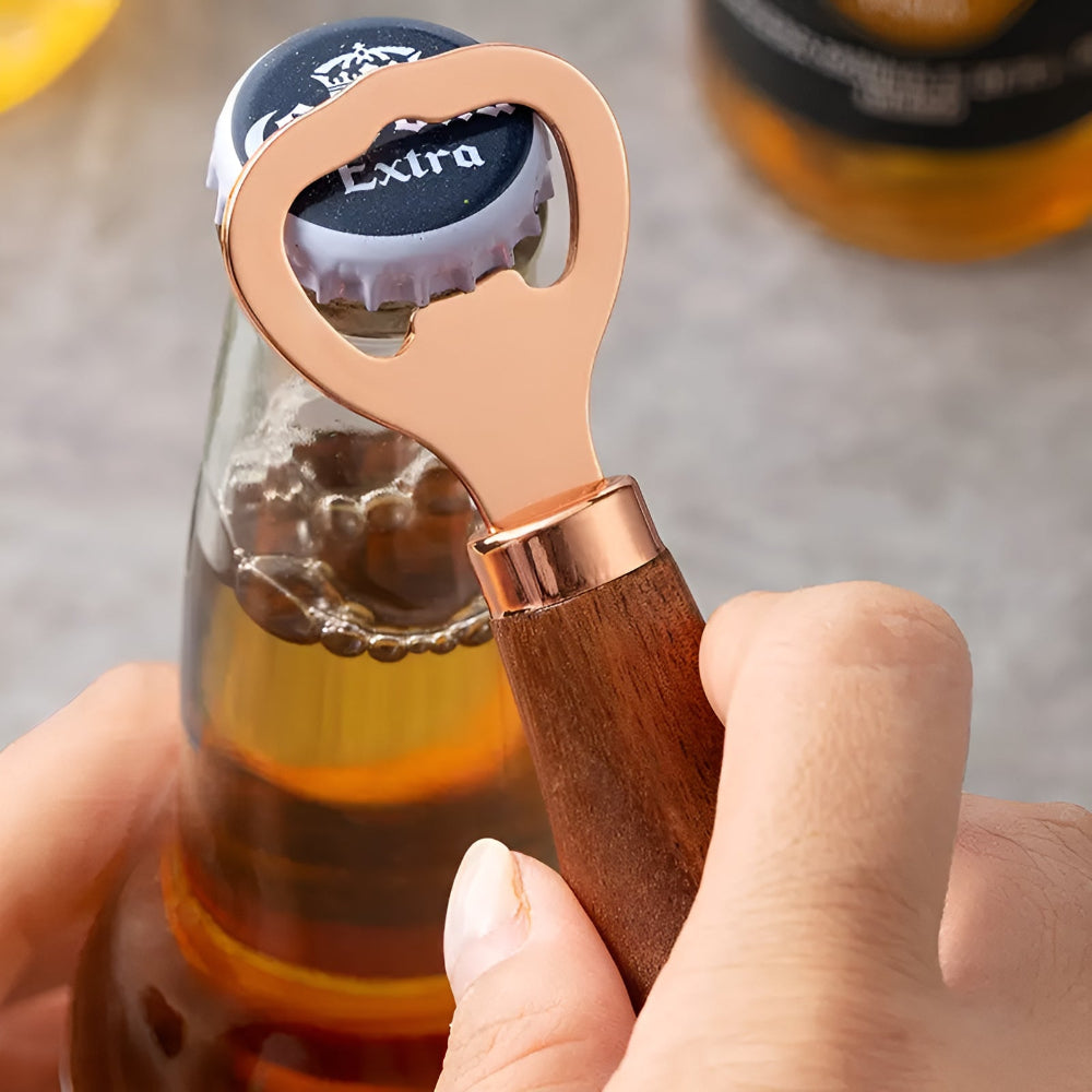 Acacia Wood and Stainless Steel Bottle Opener