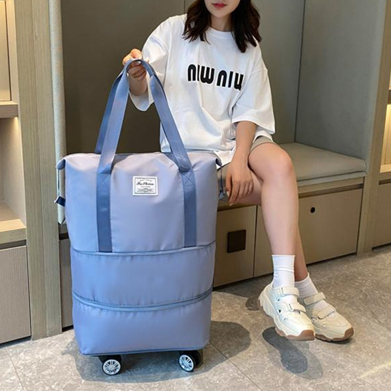 Expandable Travel Bag with Universal Wheels - Durable Waterproof Fabric