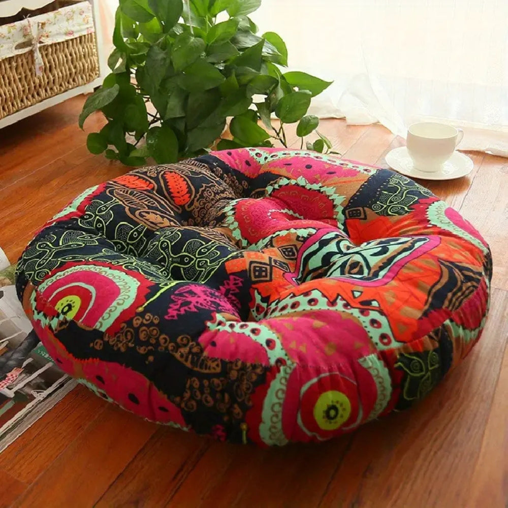 Round Floral Boho Cushion for Floor Seating
