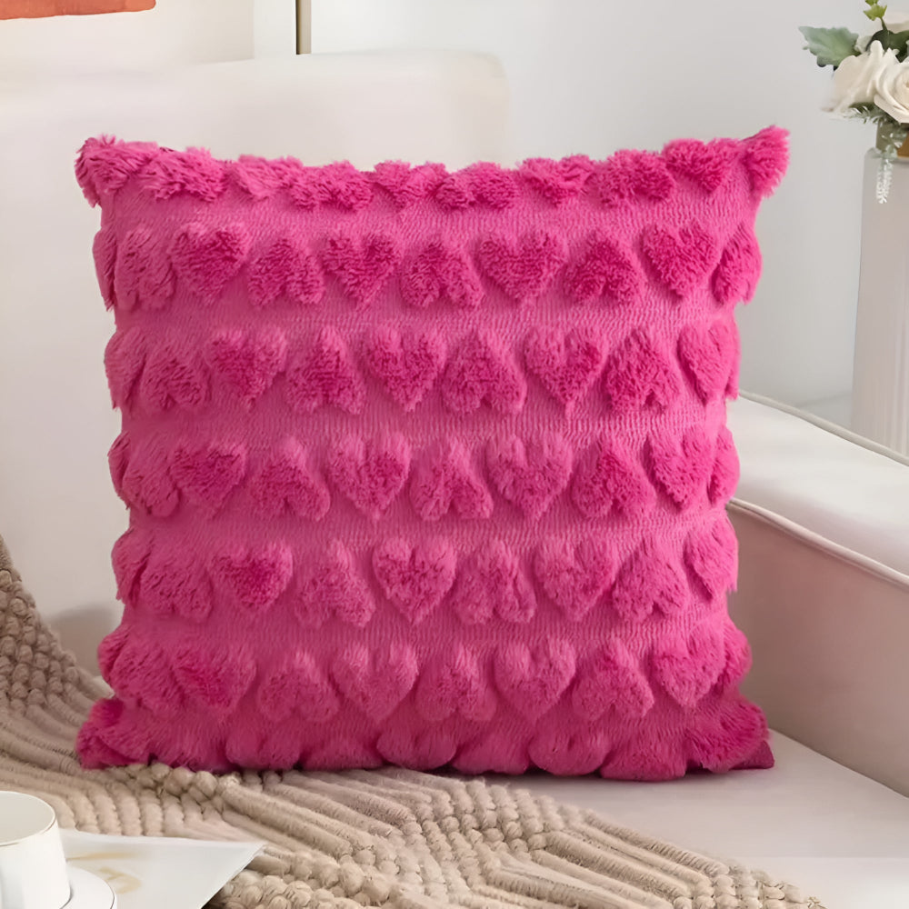 Plush Heart-Shaped Cushion Cover