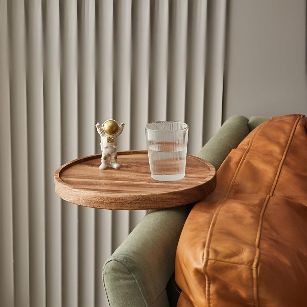 Walnut Clip-On Sofa Armrest Tray