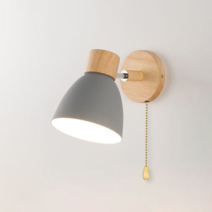 Modern Macaron Wall Light with Natural Wood Accent