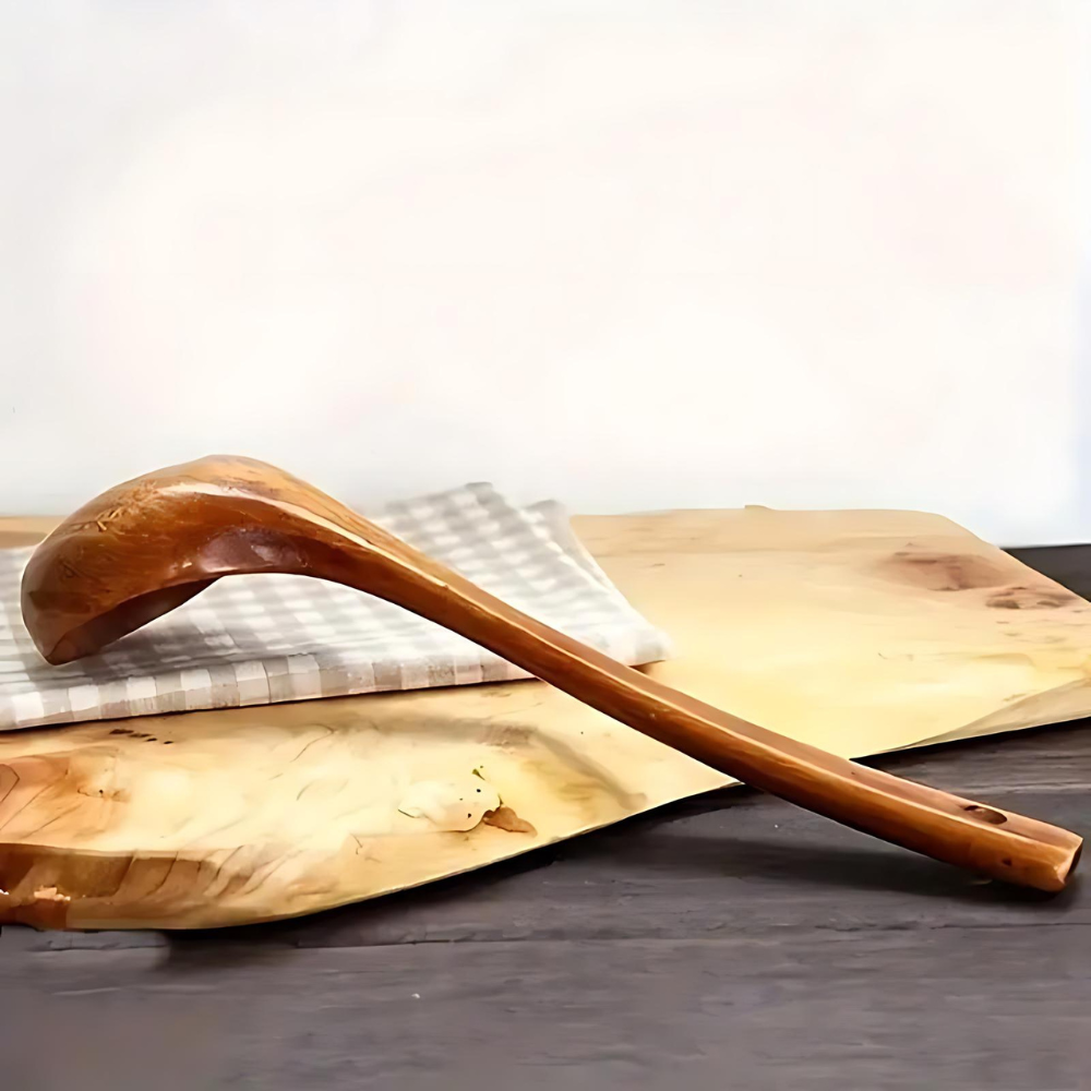 Natural Wooden Soup Spoon with Ergonomic Grip