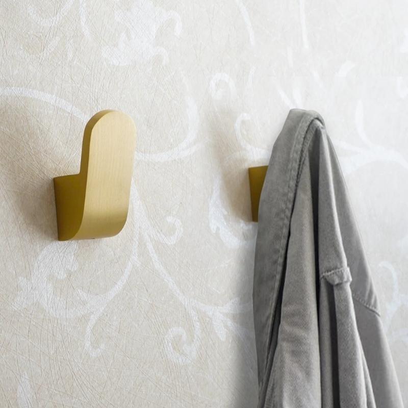 Golden Brass Wall Hook for Coats and Towels