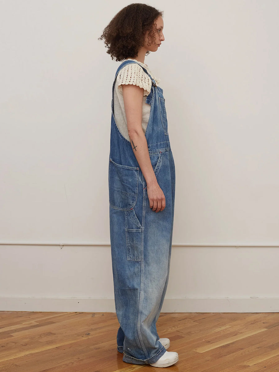 Oversized Vintage Wash Wide Leg Denim Overalls
