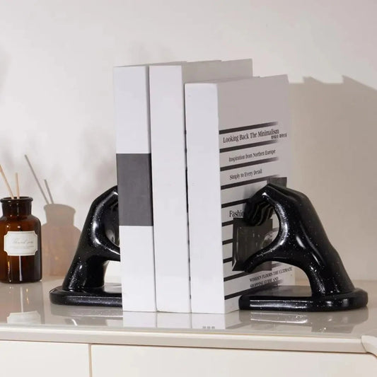 Resin Heart-Shaped Love Gesture Bookends