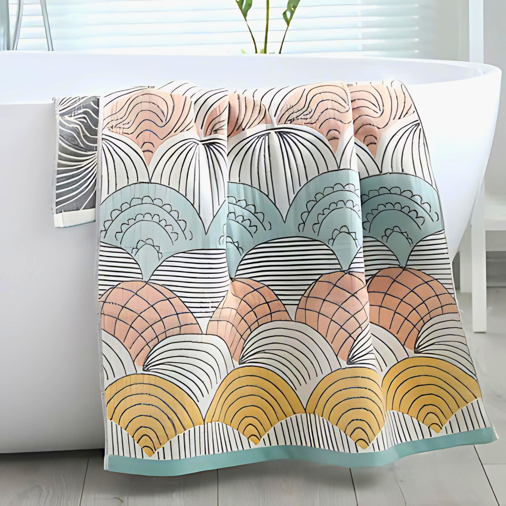 Jacquard Cotton Shell Print Bath Towel