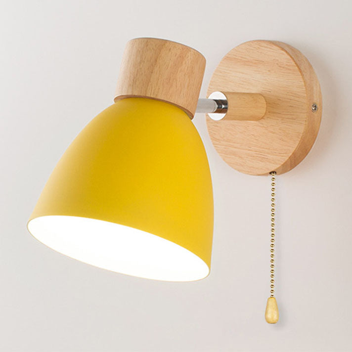 Modern Macaron Wall Light with Natural Wood Accent