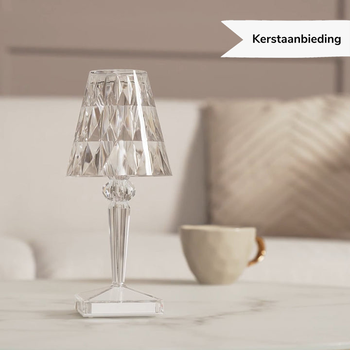 Dimmable Crystal LED Table Lamp - Wireless Rechargeable Mood Light