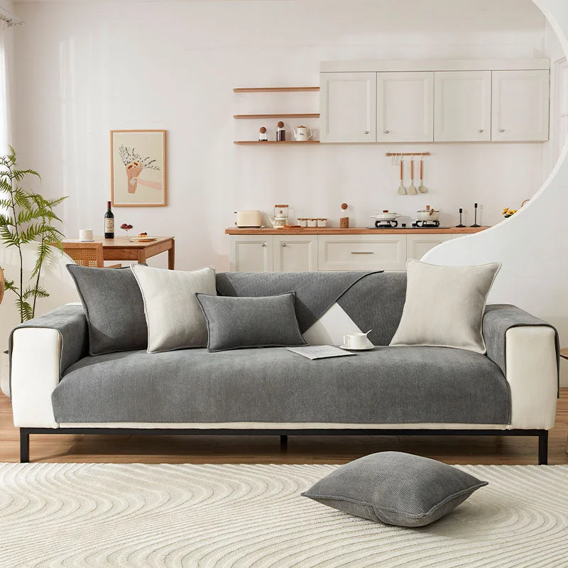Herringbone Chenille Sofa Cover for Pet and Stain Protection