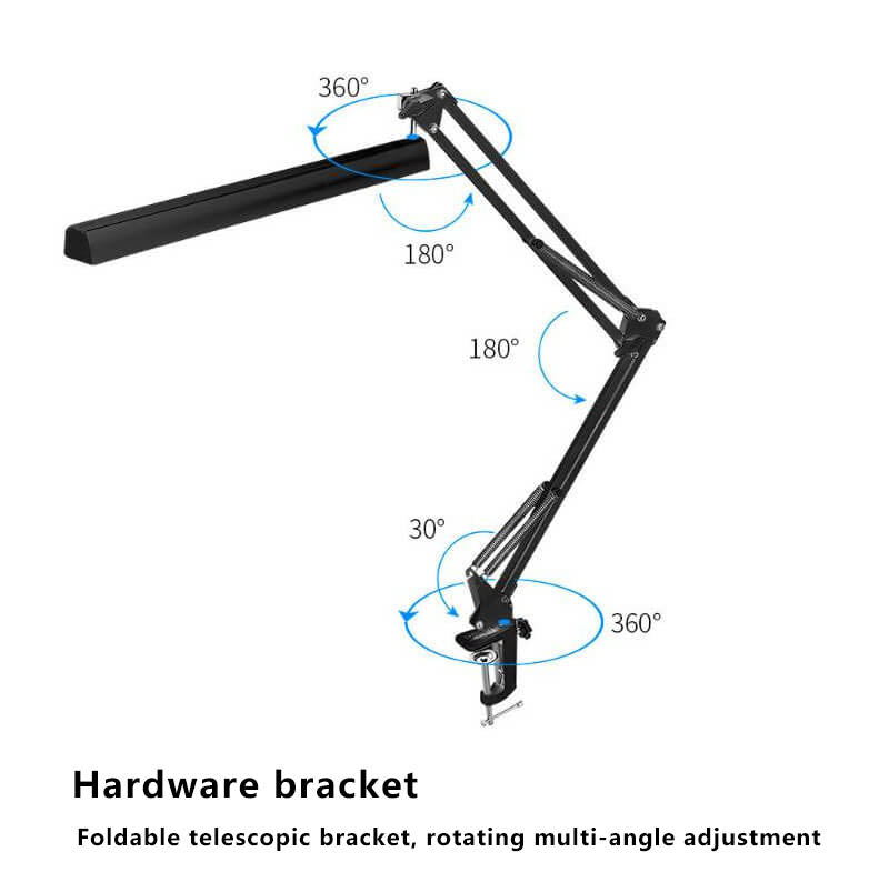 LED Adjustable Clip Desk Lamp with Long Arm and USB Charging