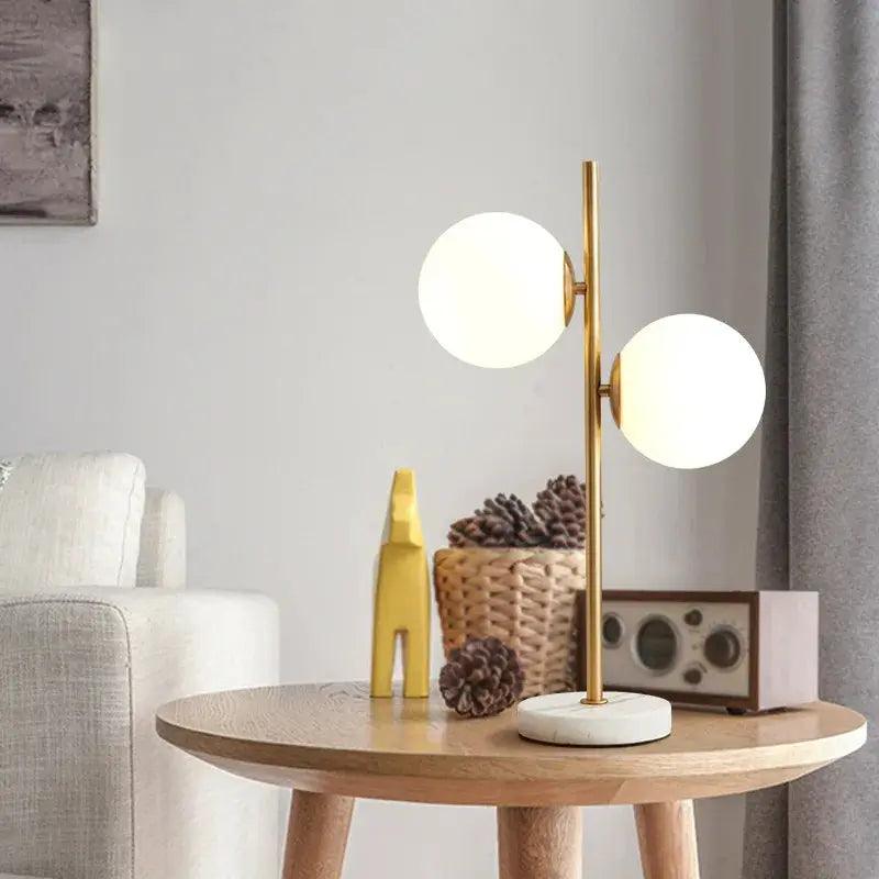 Scandinavian Glass and Metal Table Lamp