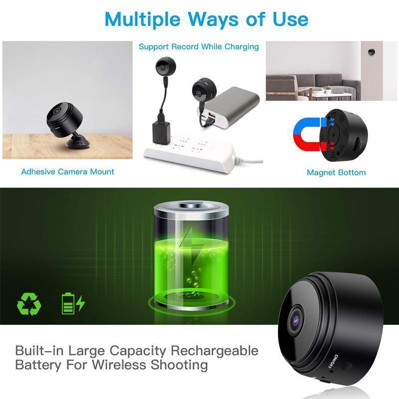 1080p Magnetic WiFi Mini Camera with Night Vision and Motion Detection