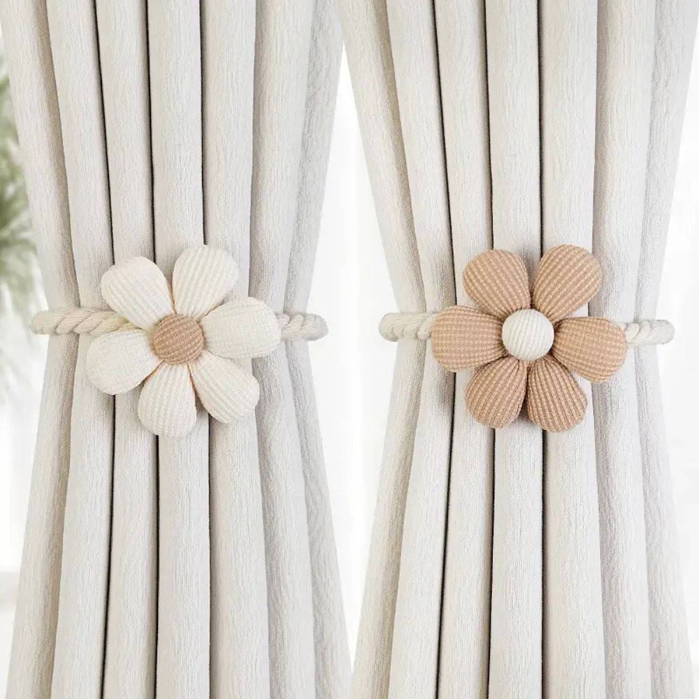 Delicate Magnetic Flower Curtain Tie Backs - 2 Piece Set