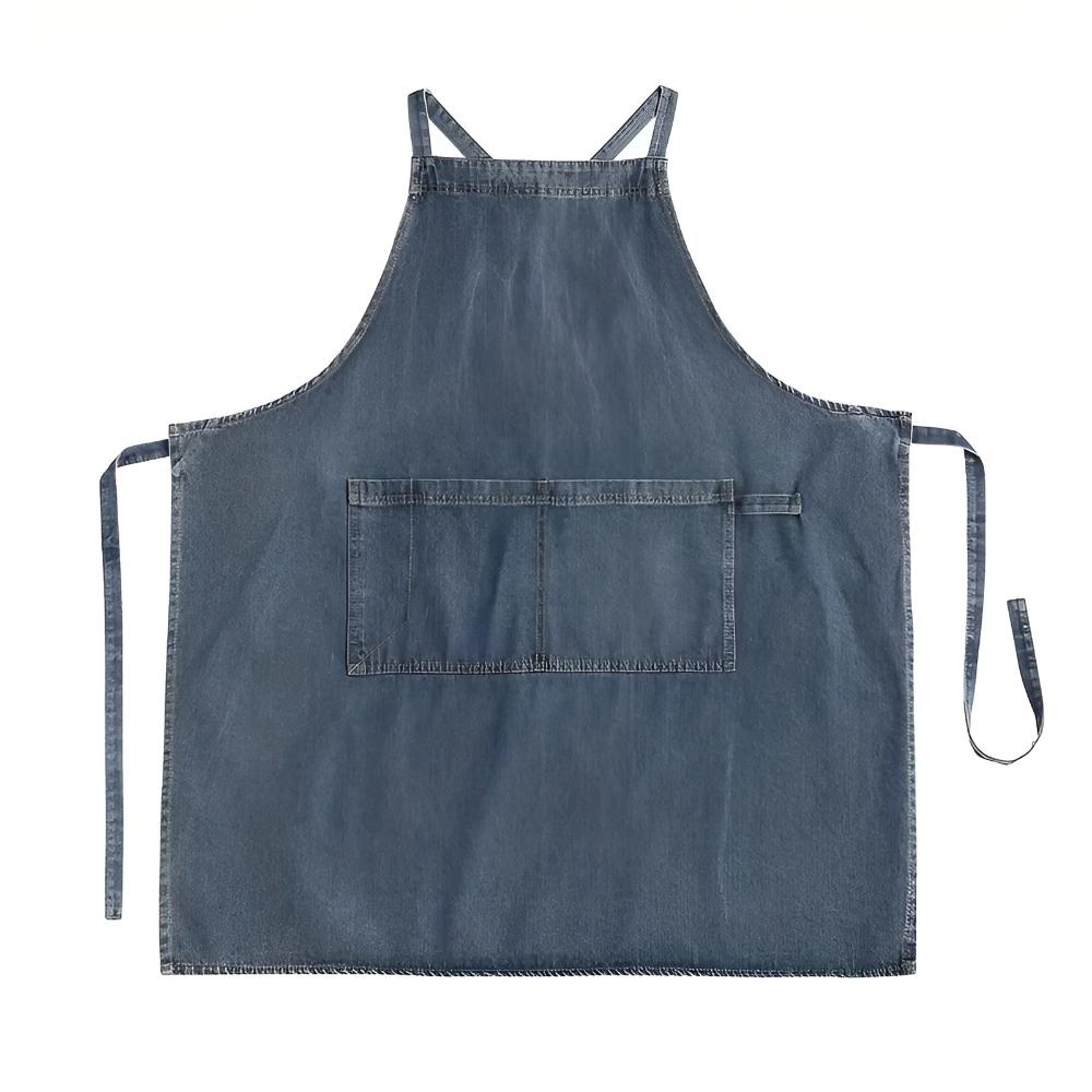 Adjustable Cross-Back Premium Denim Apron with Pockets