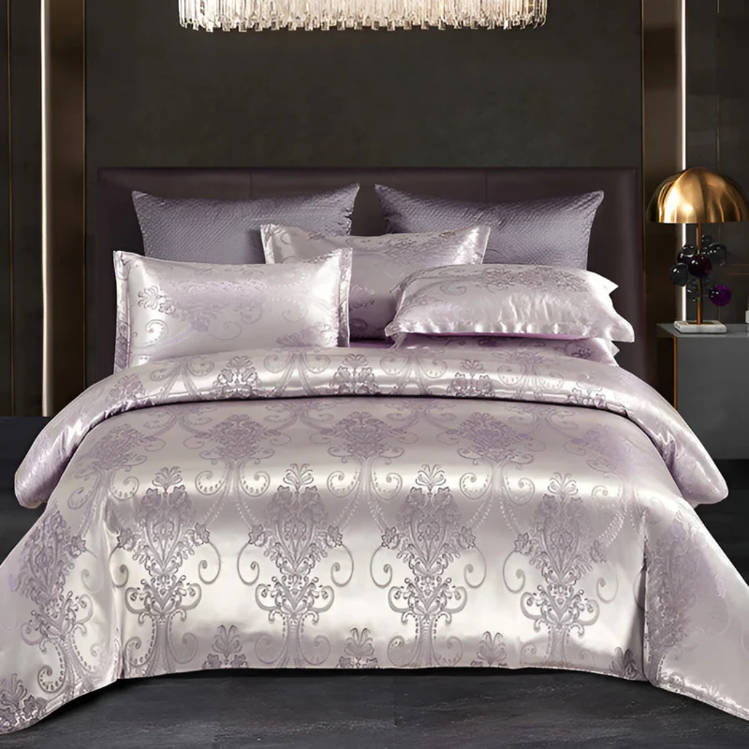 Luxury Satin Floral Duvet Cover Set with Pillowcases