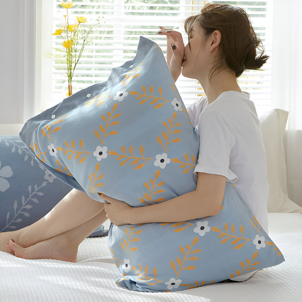 Pure Cotton Buttoned Pillowcase for Soft Breathable Comfort