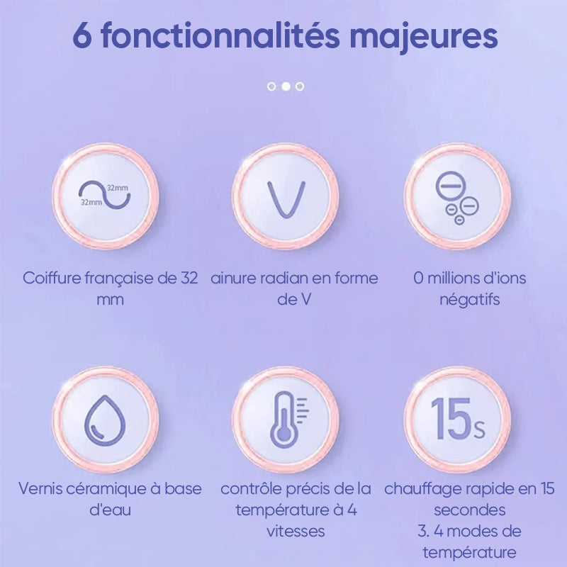 French Wave Hair Curler with Anti-Burn Design and Smart Temperature Control