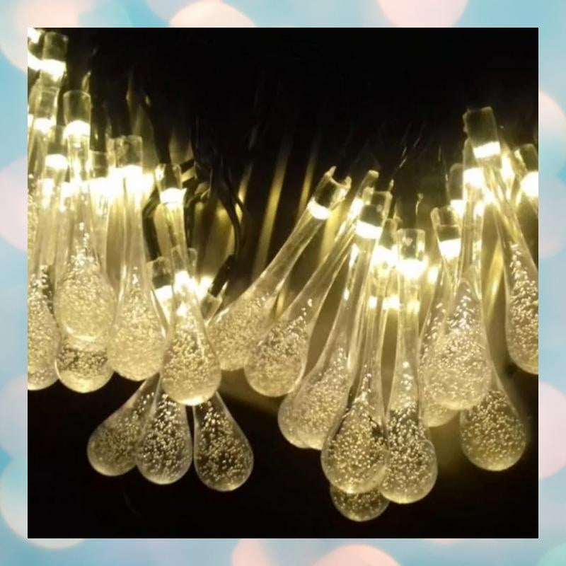 Solar-Powered 30 LED String Lights - 19.3 ft Outdoor Decorative Lighting