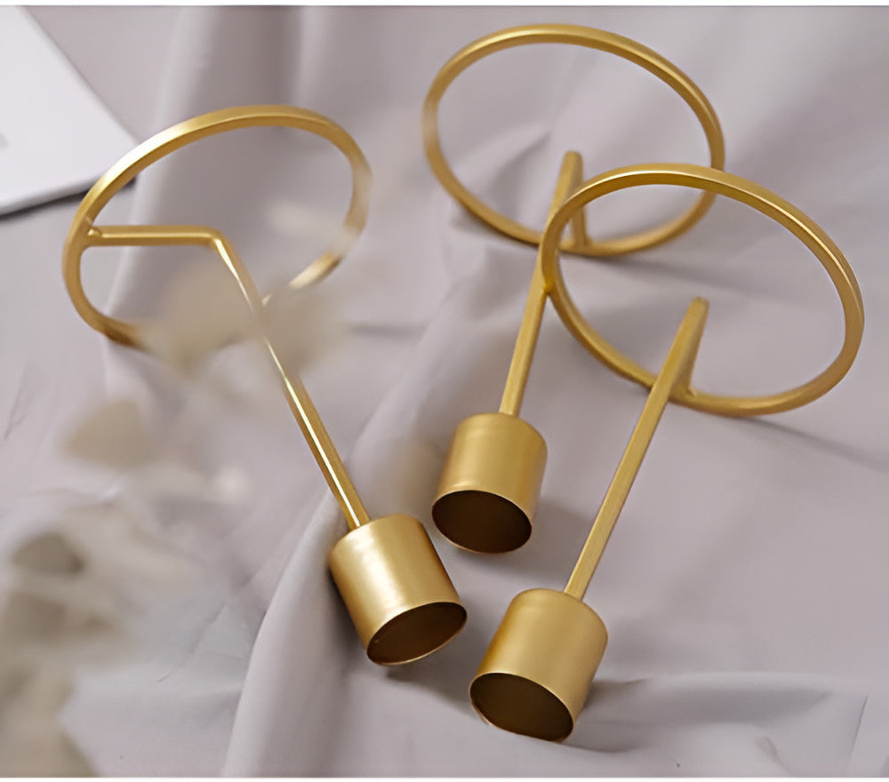 Golden Metal Candle Holders - Boho Chic Decor