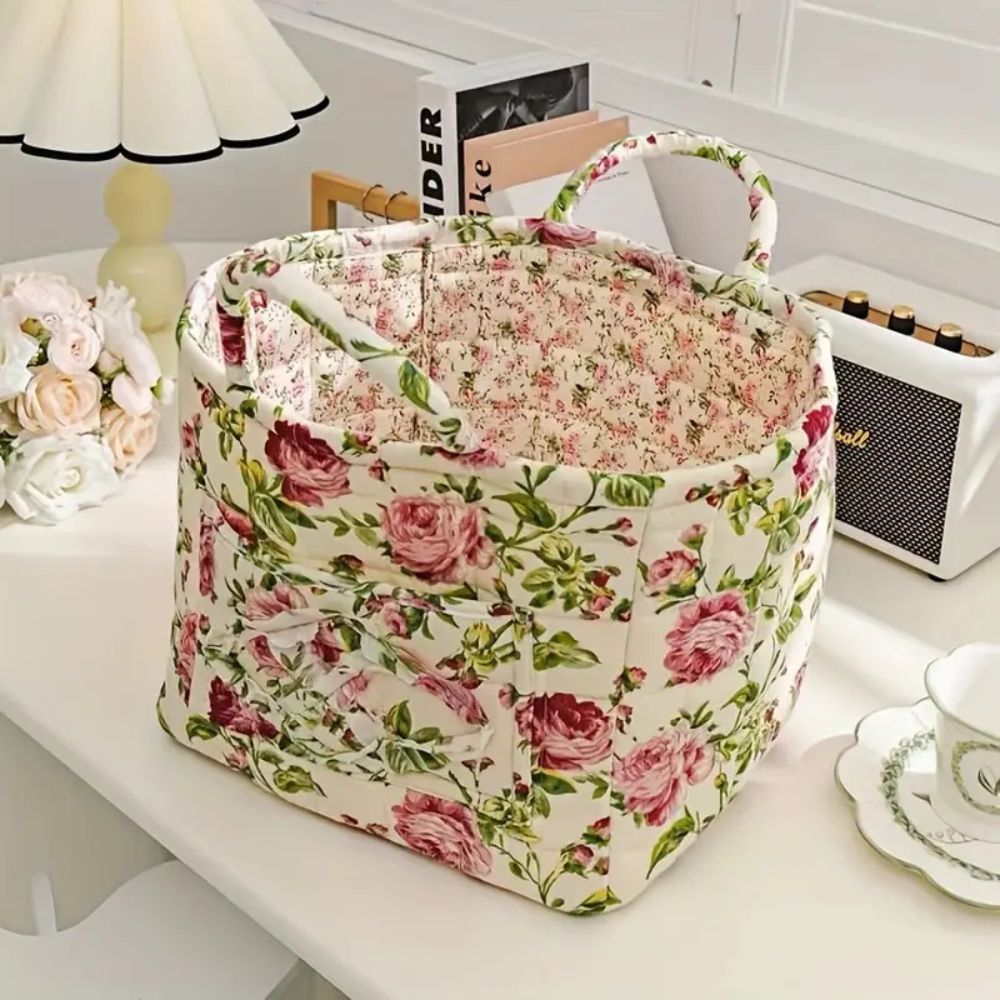 Floral Canvas Storage Basket for Organizing Essentials