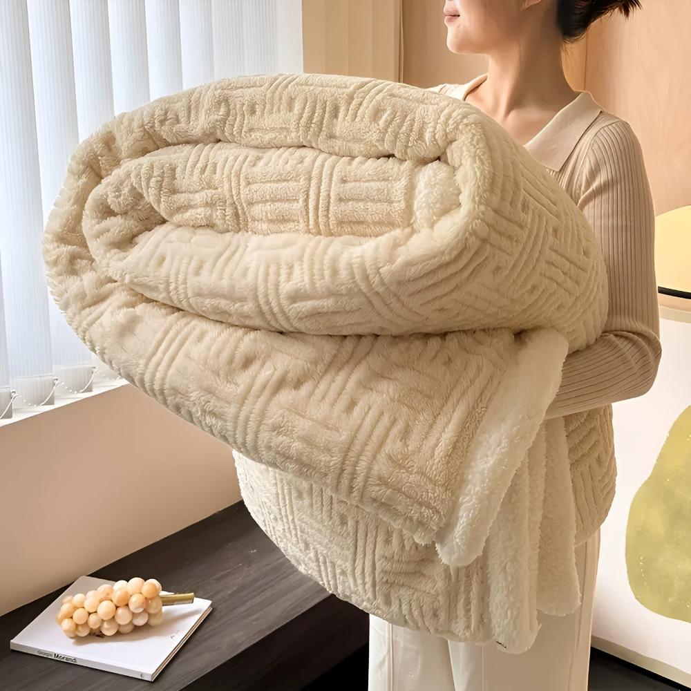 Plush Basket Weave Throw Blanket