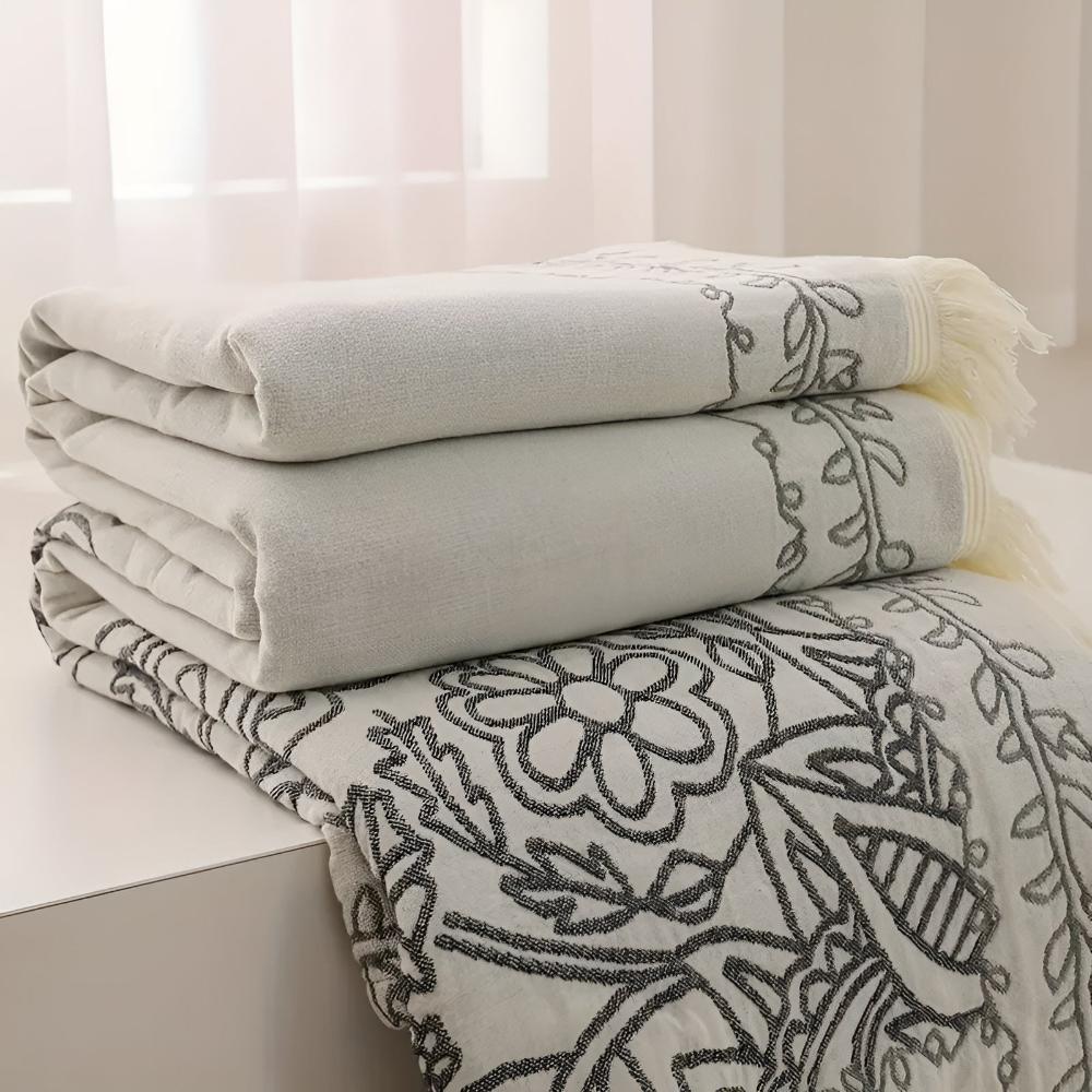 Reversible Jacquard Cotton Throw Blanket