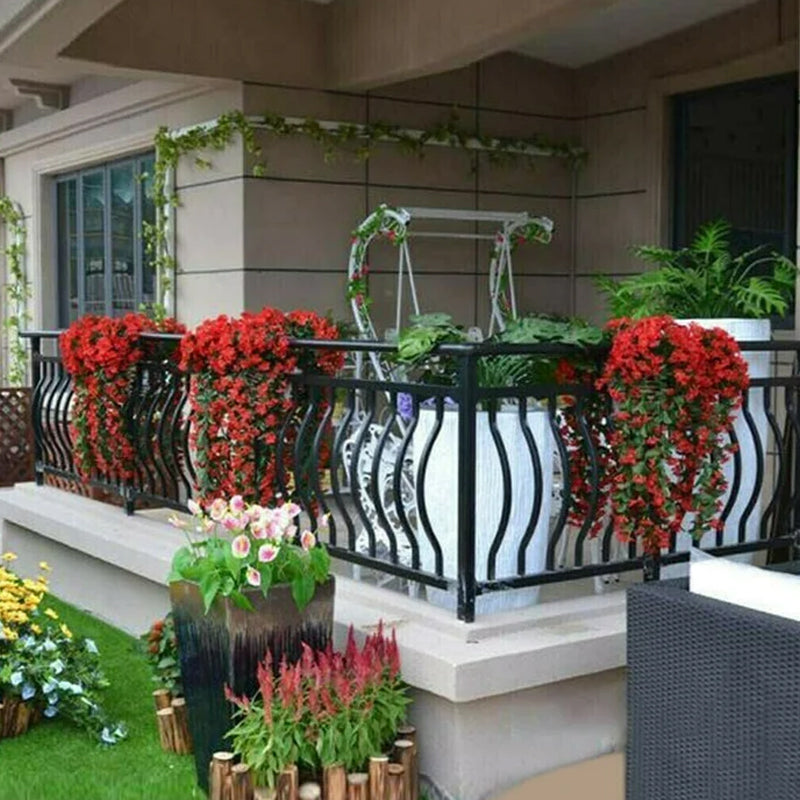 Purple Silk Hanging Flower Basket