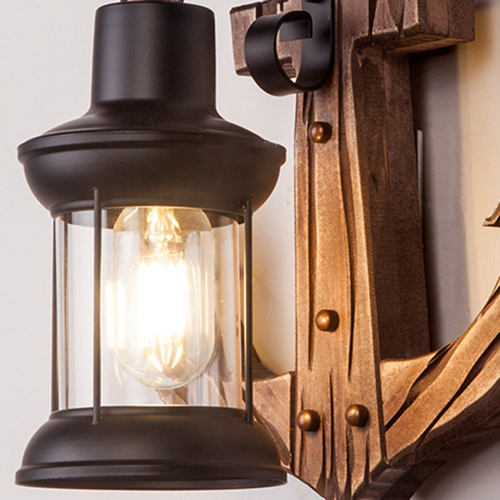 Vintage Anchor LED Wall Light - Industrial Metal and Wood Design