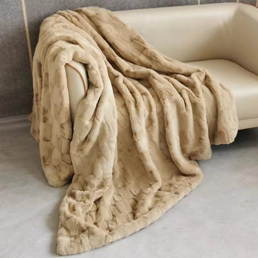 Plush Double-Layer Faux Fur Throw Blanket