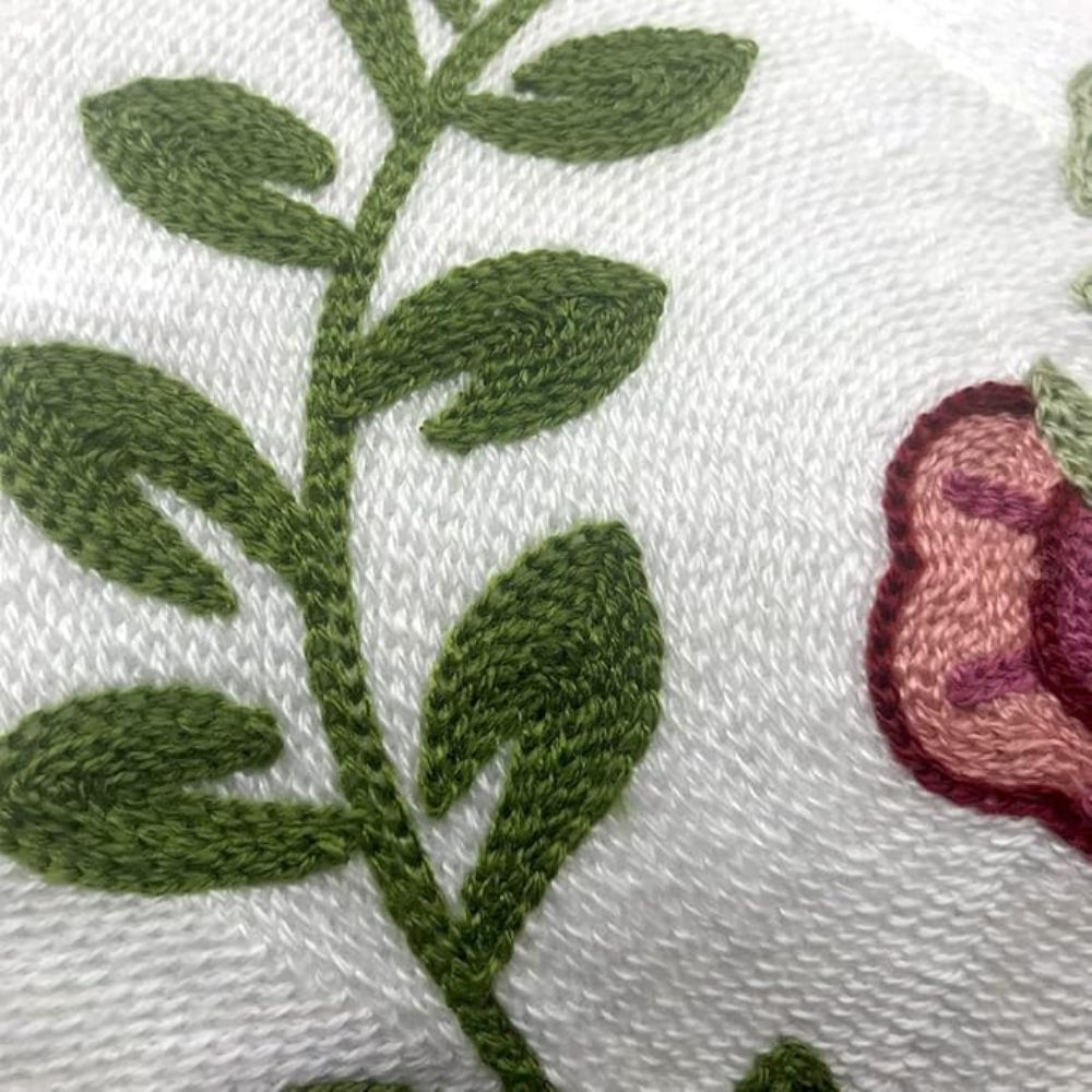 Embroidered Floral Microfiber Cushion Cover