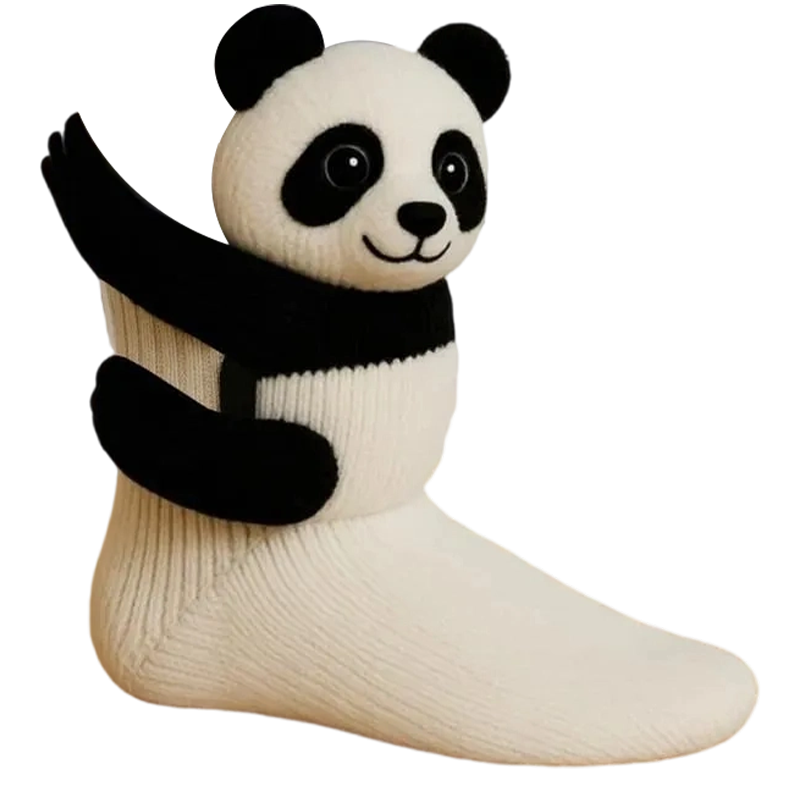 3D Knitted Animal Cuddle Socks in Double-Layer Cotton