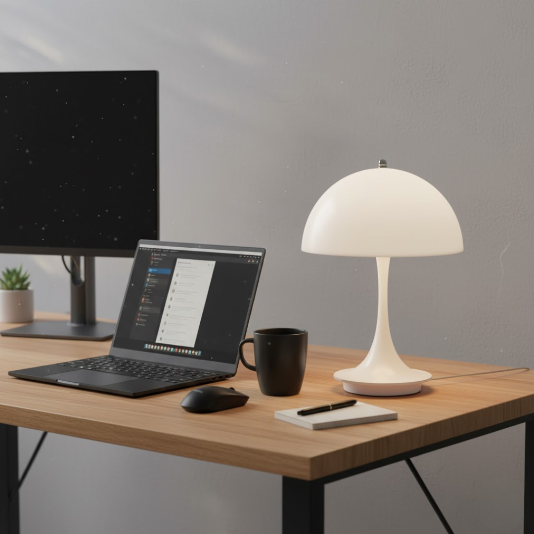 Wireless Rechargeable LED Table Lamp with Dome Shade