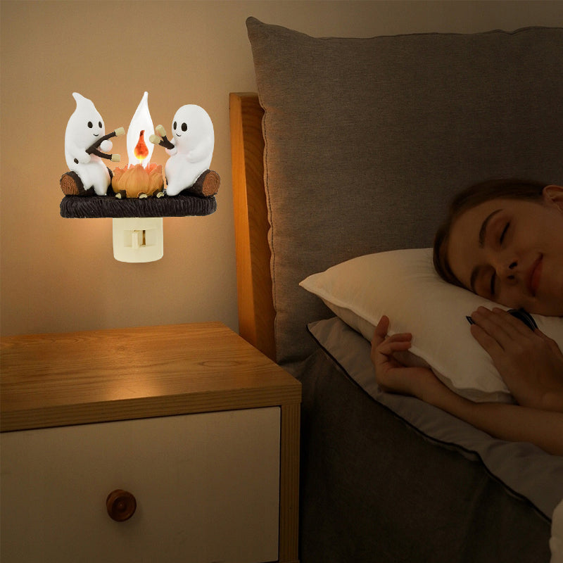 Ghost Campfire Night Light with Flickering Flame Effect