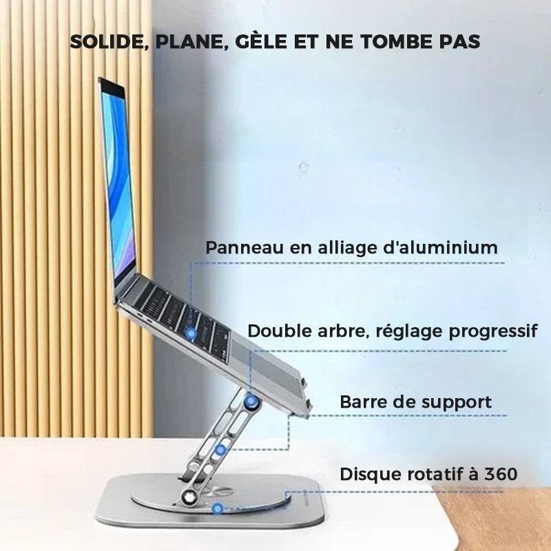 Adjustable Aluminum Laptop Stand with 360° Rotation