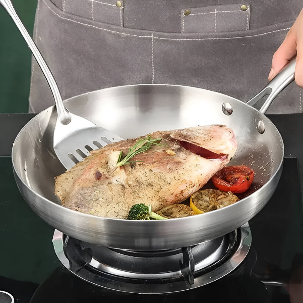 5-Ply Stainless Steel Frying Pan with Even Heat Distribution