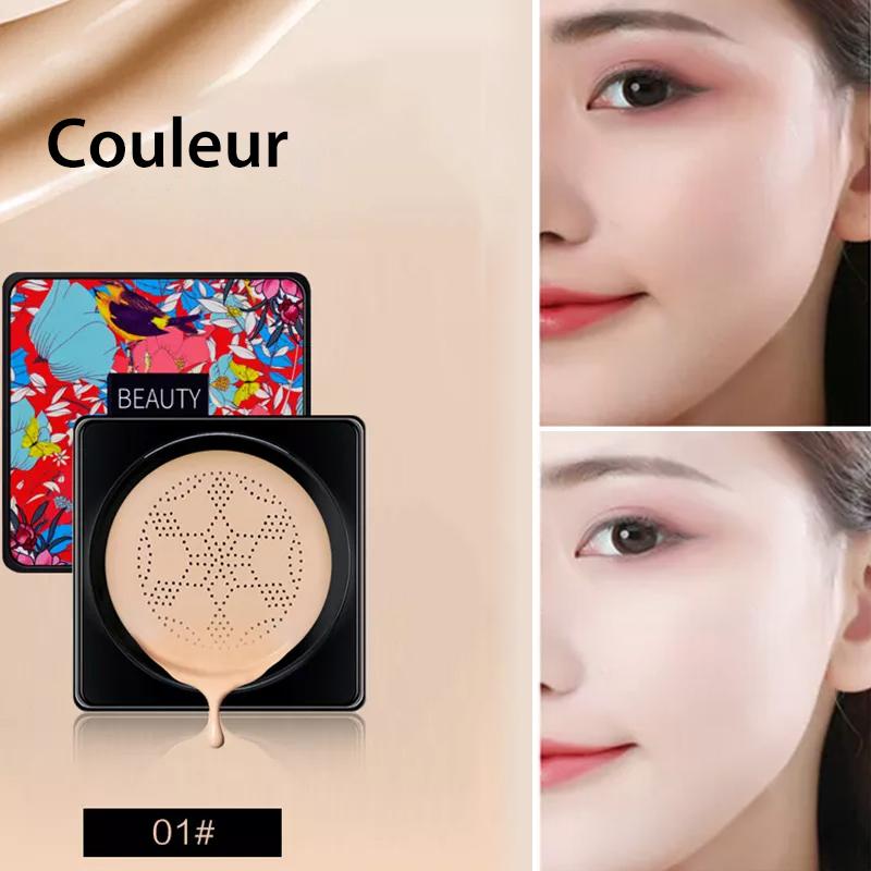 CC Cream Concealer with Mushroom Sponge Brush for All Skin Types
