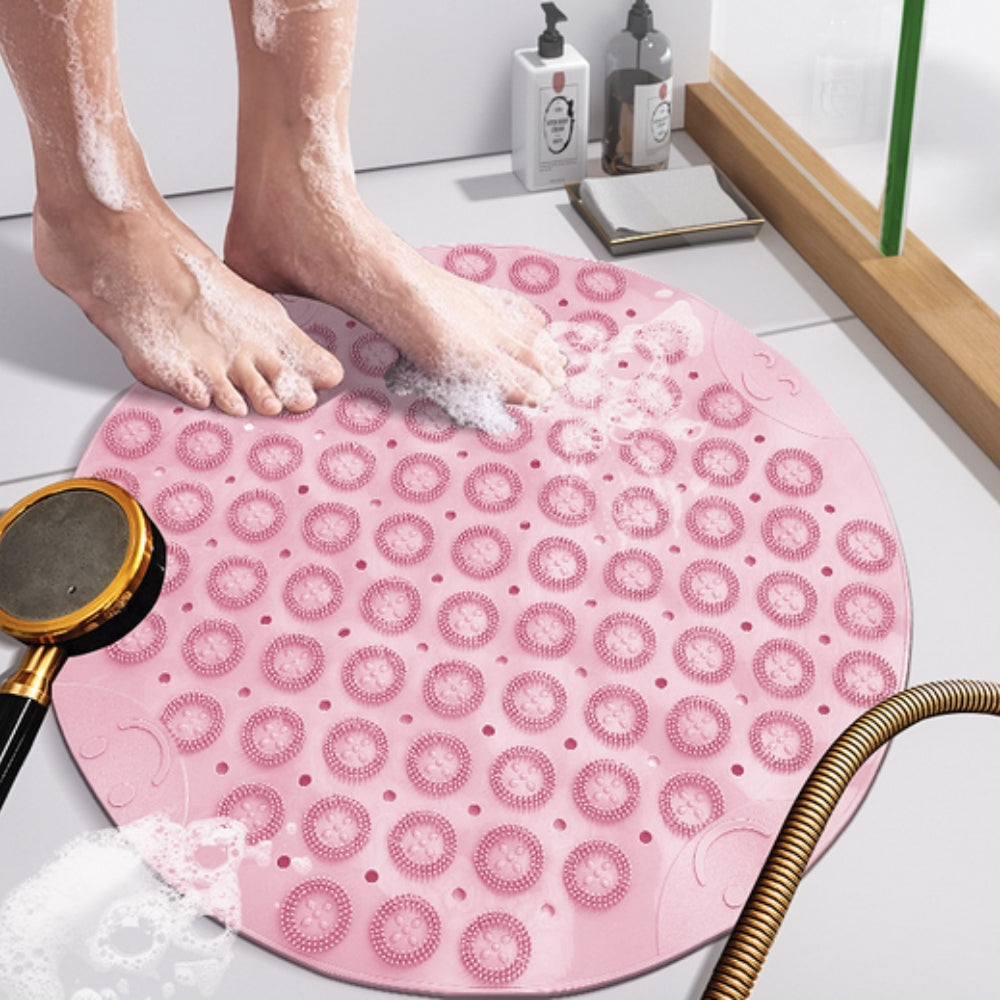Round Non-Slip Shower Mat with Drainage and Massage Dots
