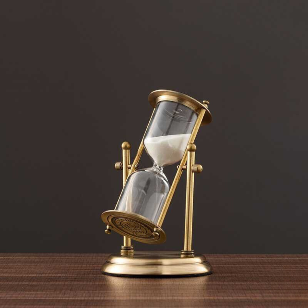Antique Brass Hourglass with Purple Sand