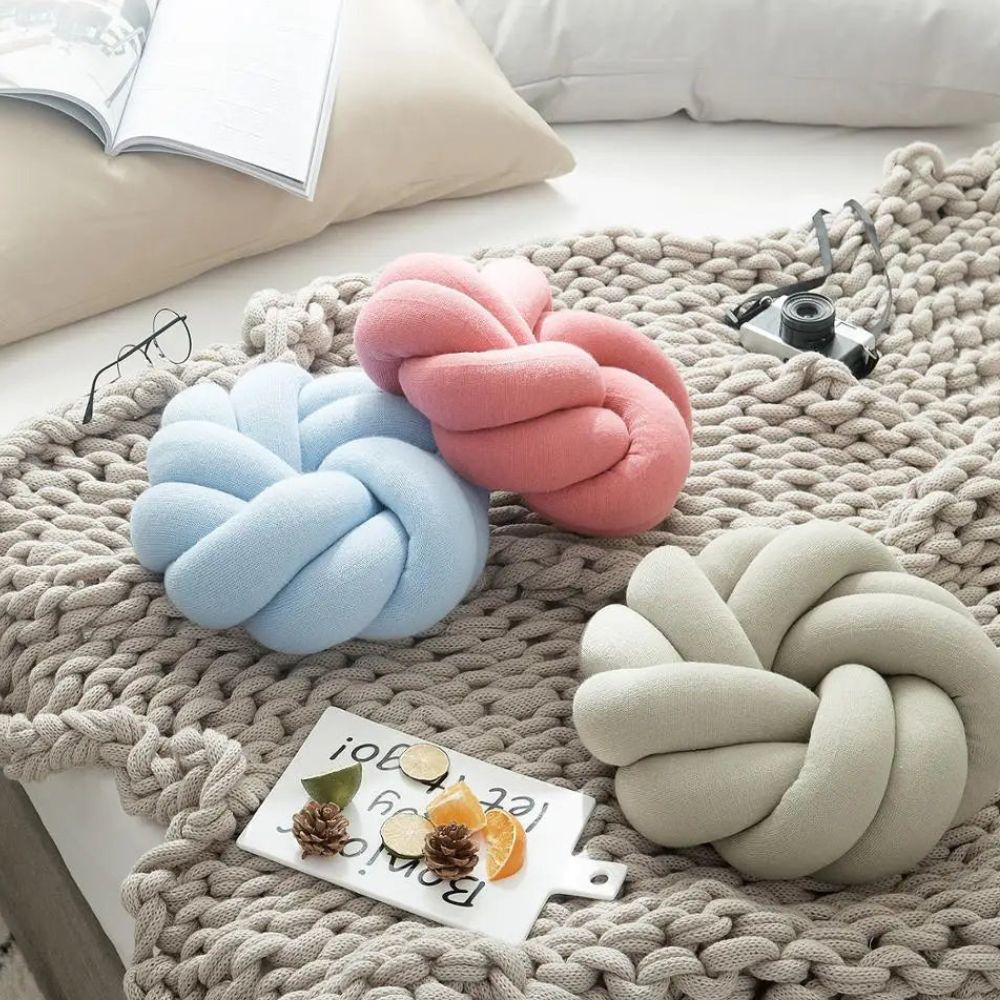 Pretzel-Shaped Hand-Knotted Lumbar Cushion