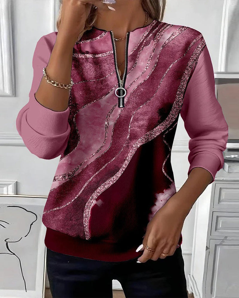 Amelie | Half-Zip Sweatshirt with Vintage Print