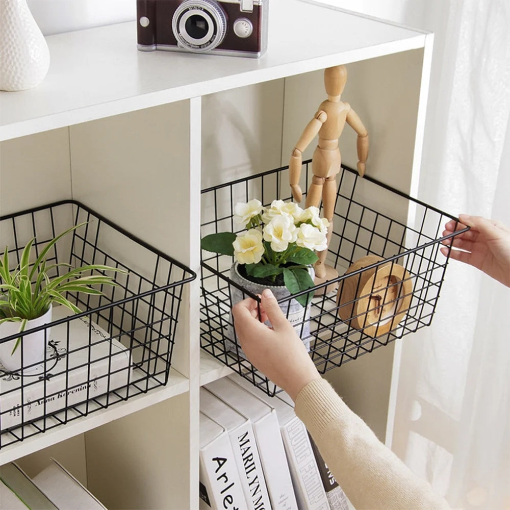 Geometric Iron Wire Storage Basket with Handles