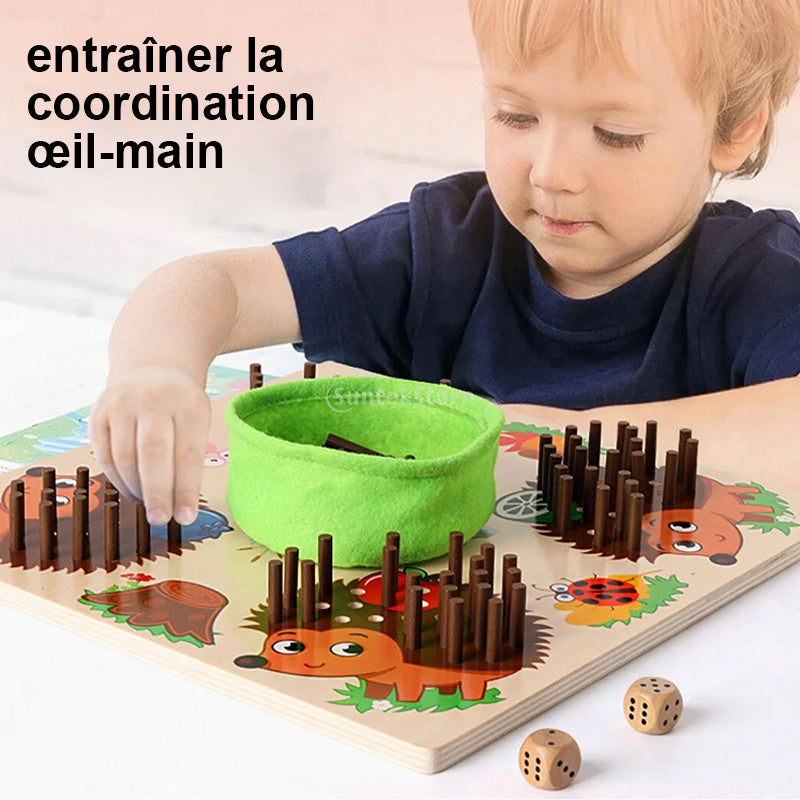 Wooden Hedgehog Counting Game for Kids - Montessori Educational Toy