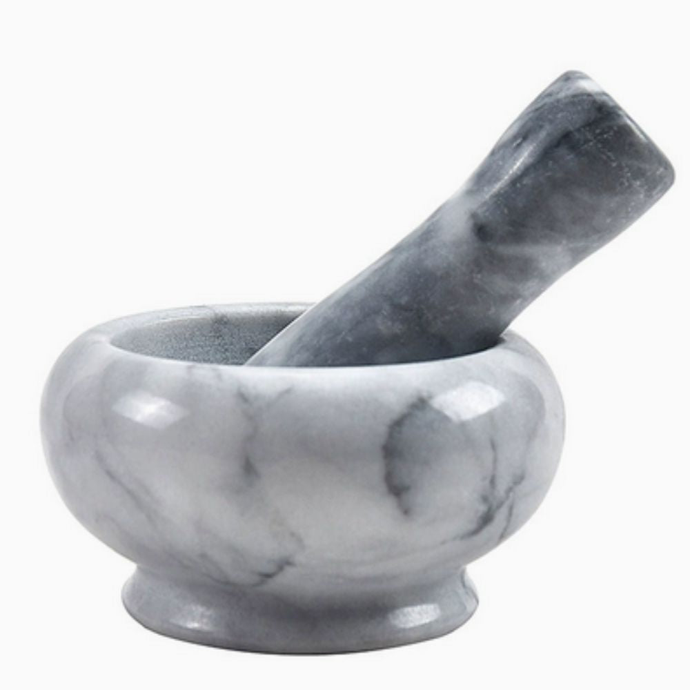 Natural Marble Mortar and Pestle Set for Grinding Spices and Herbs