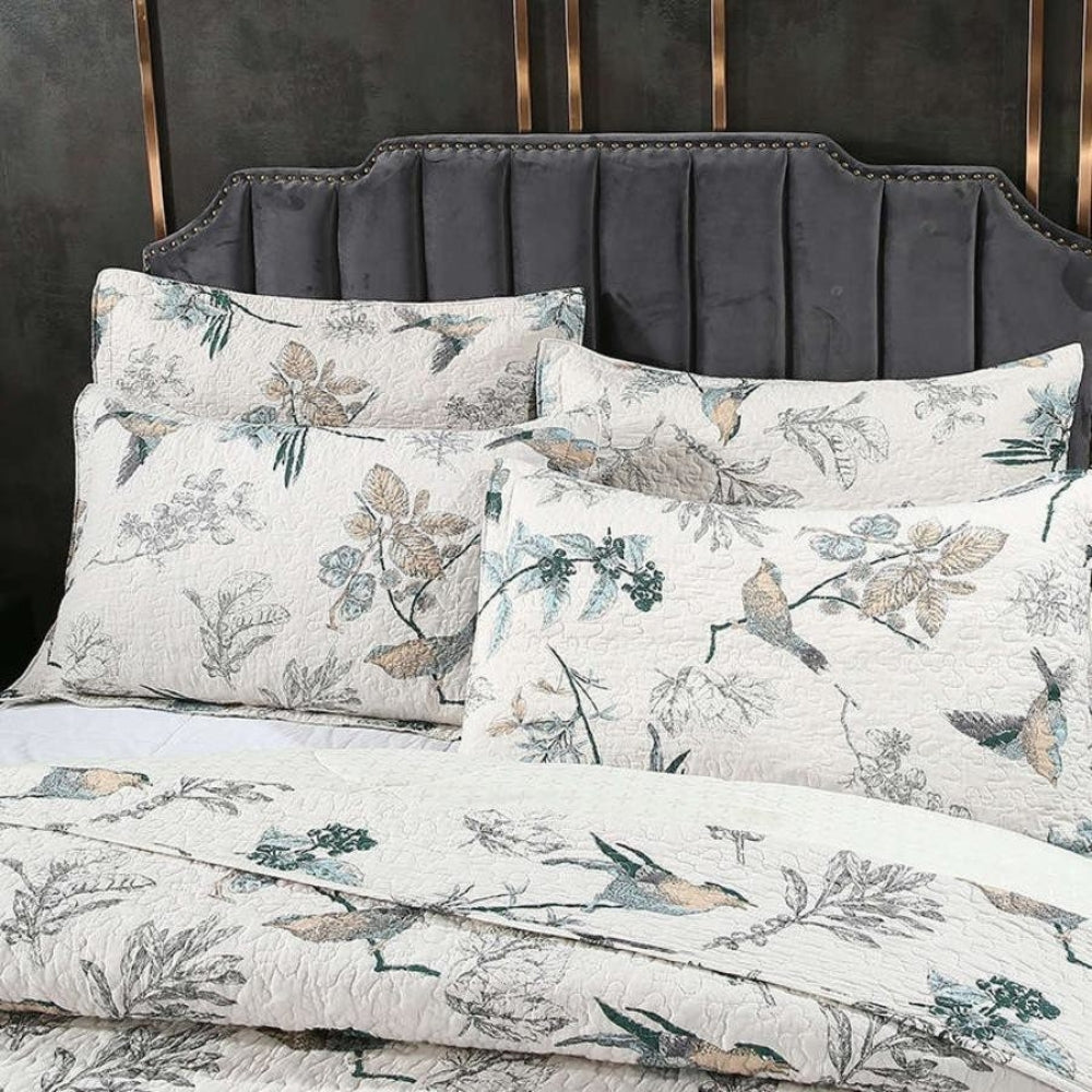 Luxury Floral Print Microfiber Coverlet Set